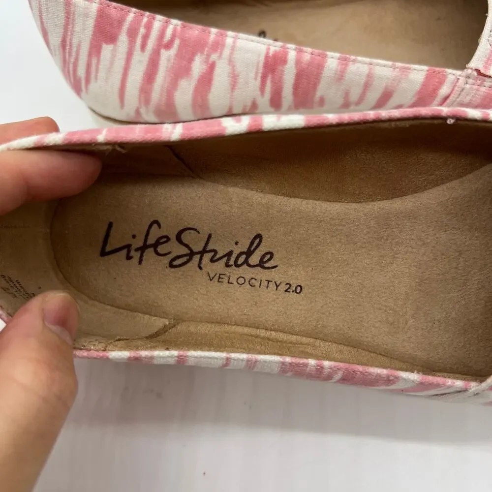 LifeStride Women's Shoes Size 6.5W Slip on Pink & White